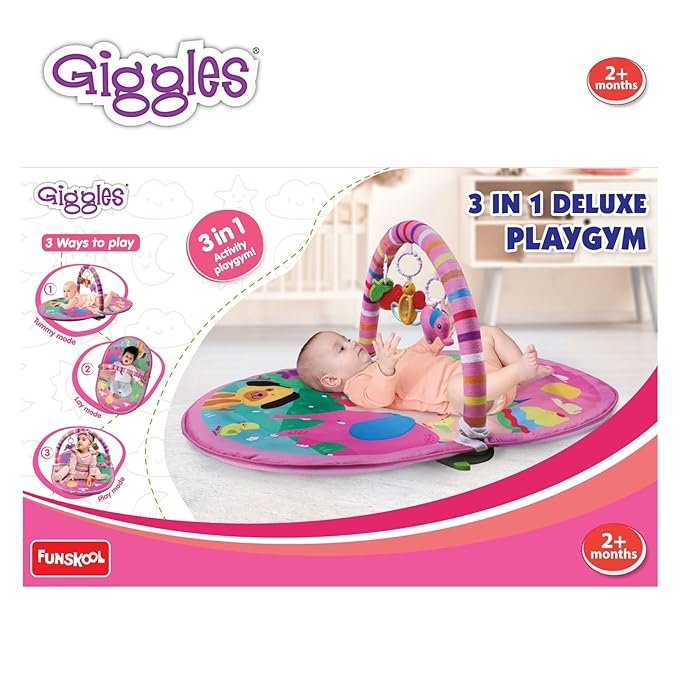 Deluxe 3-in-1 Play Gym, Pink – Engaging Activity Gym for Babies (2+ Months)